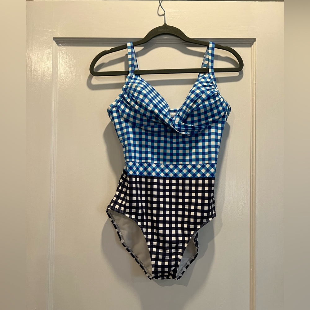 Draper James x Land’s End Blue Gingham One Piece Size 6